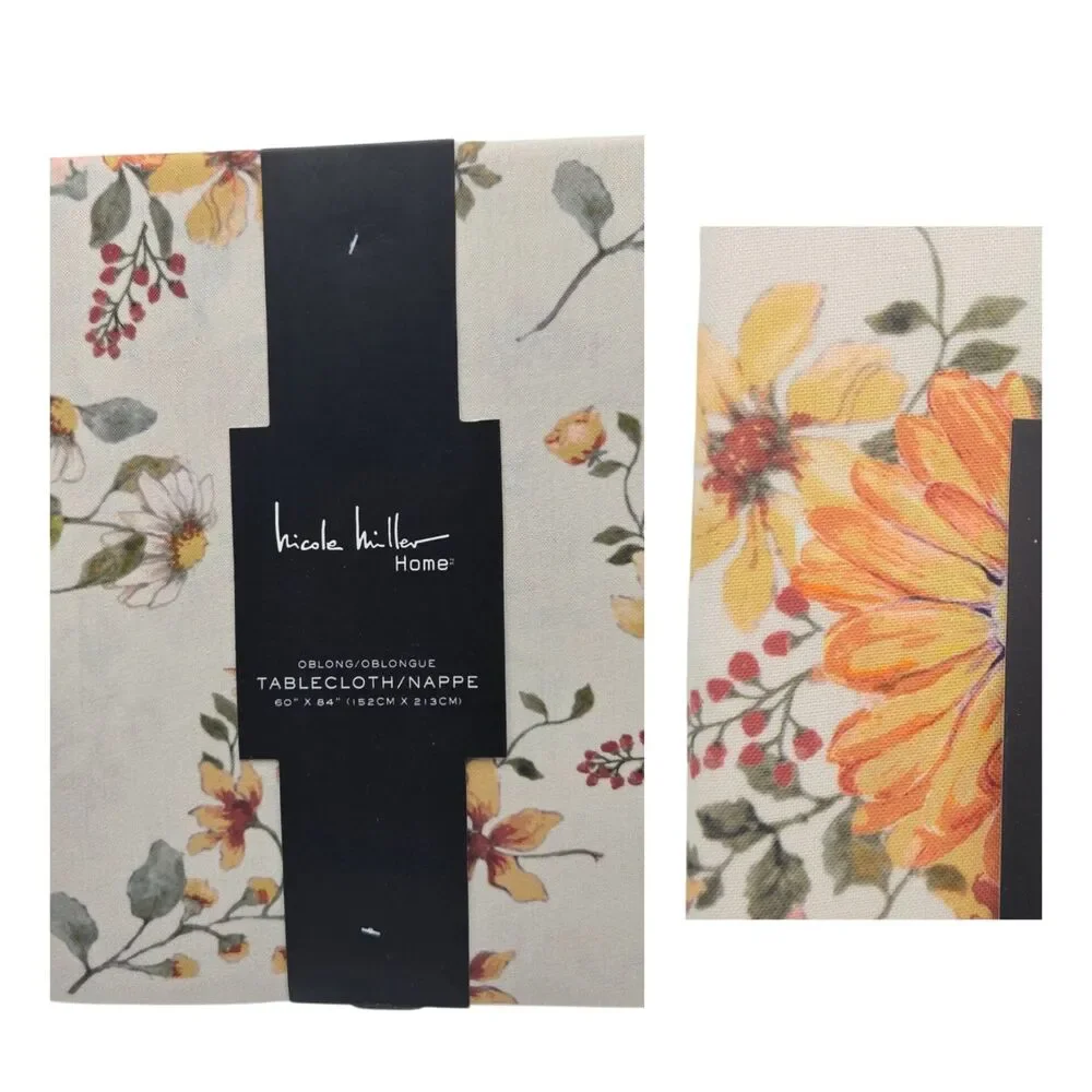 Nicole Miller Autumn Floral Tablecloth 60x84in Oblong‎ Multi